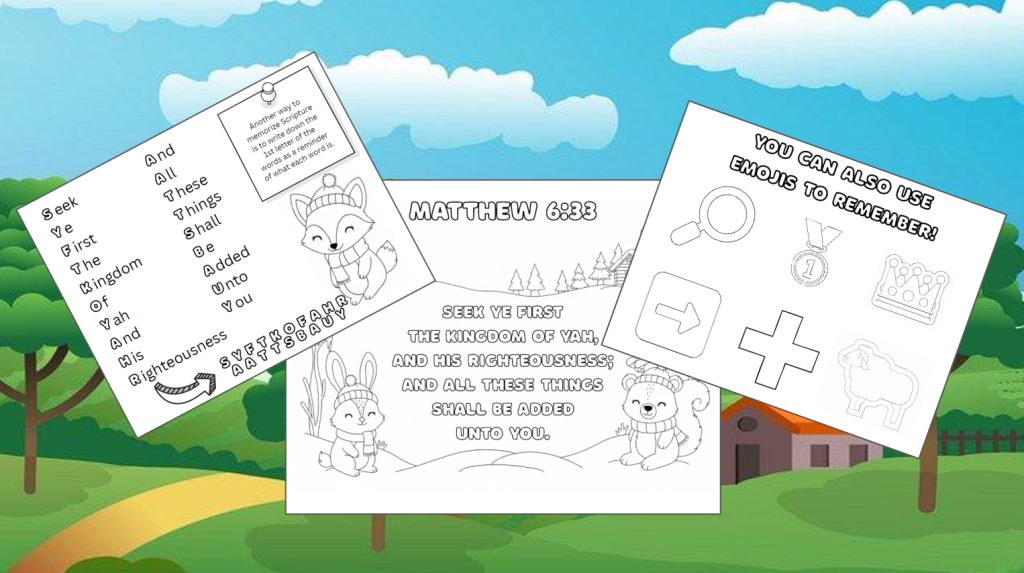 Matthew 6:33 Memory Verse Activity Sheets.