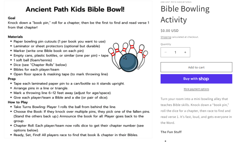 Bible Bowling Activity