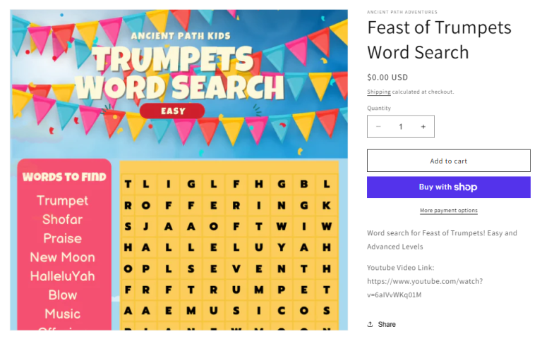 Feast of Trumpets Word Search