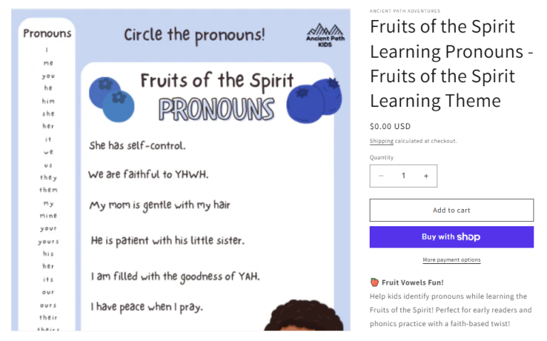 Fruits of the Spirit Learning Pronouns - Fruits of the Spirit Learning Theme