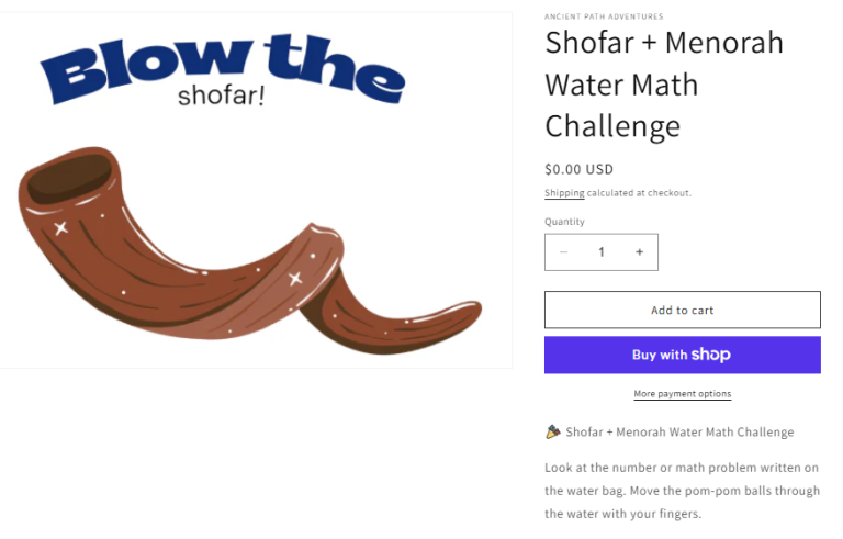 Shofar Menorah Water Math Challenge
