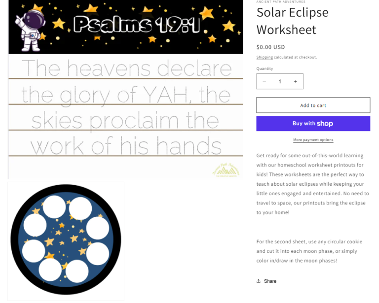 Solar Eclipse Worksheet